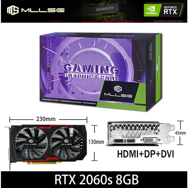 MLLSE RTX 2060 Super 8GB 비디오 게임용 그래픽 카드 GDDR6 256Bit 8Pin PCI Express 3.0x16 rtx 2060 super 8gb 게임, RTX2060 Super