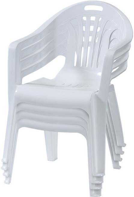 플라스틱의자 팔걸이의자 행사 편의점 포장마차 간이용 보조 4개, 화이트