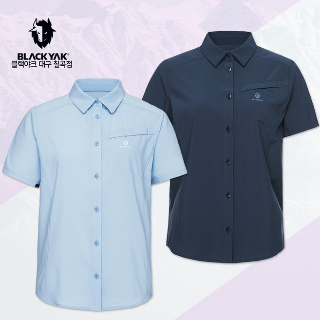 블랙야크 여성 여름 반팔 남방 택티컬 스트레치 반팔 셔츠 가벼운 스판 기능성 등산 아웃도어 일상용 카라셔츠