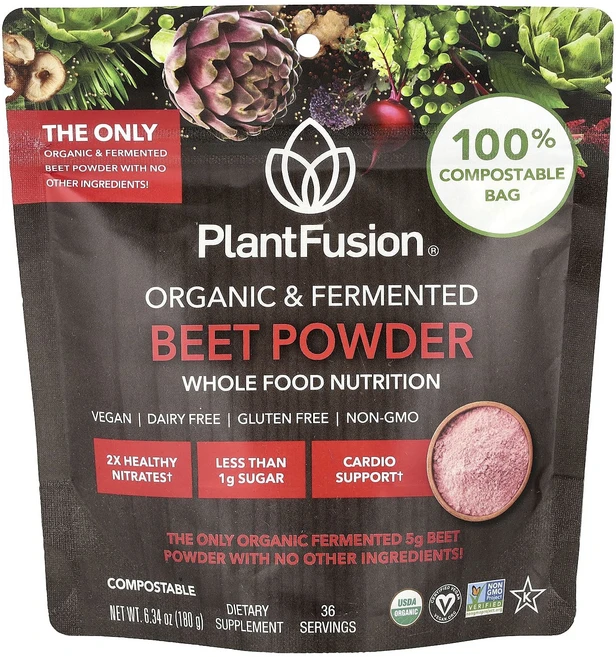 몸관리하세요 겨울입니다 PlantFusion 유기농 및 발효 비트 분말 180g(6.34oz) 특별관리진행, PlantFusion유기농및발효비트분말180g634oz, 180g, 1개 - 쿠팡