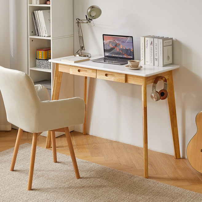 에코 소라노 원목 사무용 테이블 튼튼한 학생 컴퓨터 책상, 화이트YD-WD01WN
