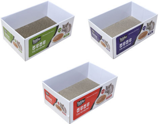 쮸루쮸루 고양이용 박스 스크래쳐 3종 세트, 혼합색상, 1세트