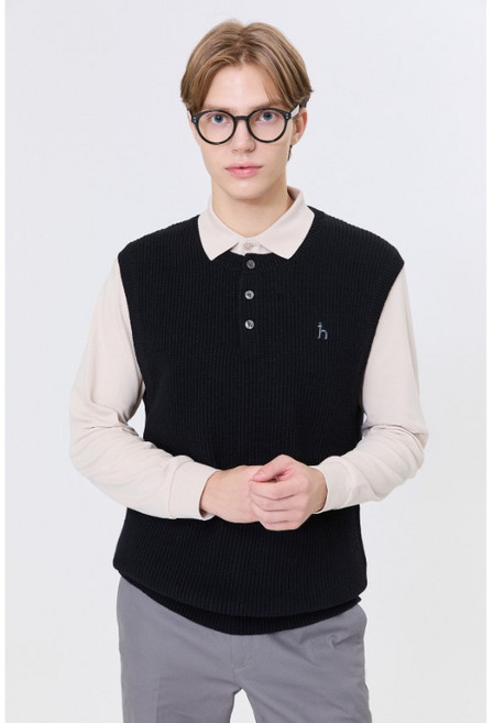 헤지스 블랙 짜임 울혼방 니트베스트 YMWHSW4D361BK