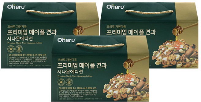 오하루 자연가득 프리미엄 메이플 견과 시나몬에디션 20g x 20개입, 400g, 3개