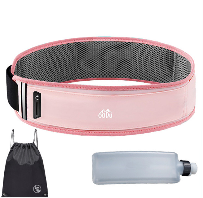 VITALO 프리미엄 남여 스포츠 물병 초경량 3포켓 러닝벨트 러닝힙색 짐쌕, 14.벨트(핑크 S)+물병+PGN짐쌕, 1개