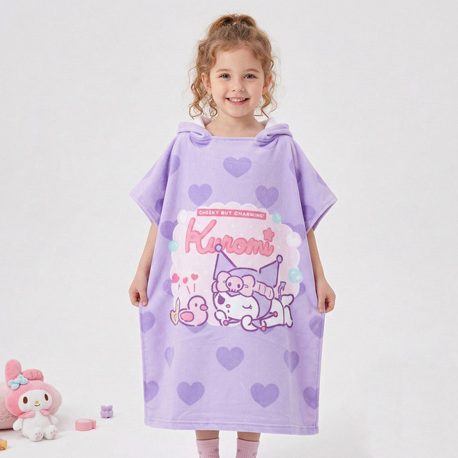 귀여운 쿠로미 아동용 후드 샤워가운 유아 목욕 타올 가운 여아 선물용