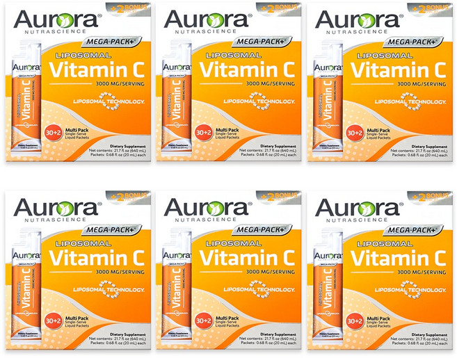 오로라 리포조말 메가팩플러스 비타민C 3000mg 32포 리포좀 리포솜 고함량 고용량 비타민씨 메가도스, 192개, 20ml