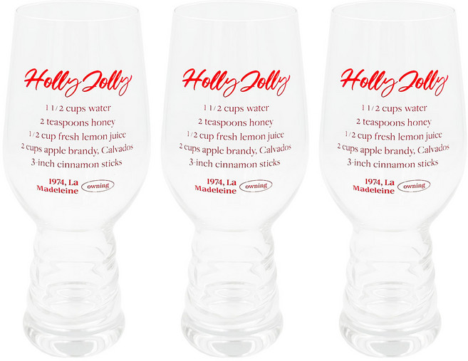 이이공브이샵 홀리졸리 레드 레시피 유리컵 3P세트 선물포장 레터링 맥주컵 400ml 집들이선물 하이볼 맥주잔, 3개