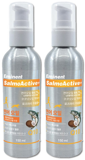 에미넌트 강아지 오메가3 연어오일 피부 심장 면역 영양제, 엑티브 플러스, 2개, 150ml