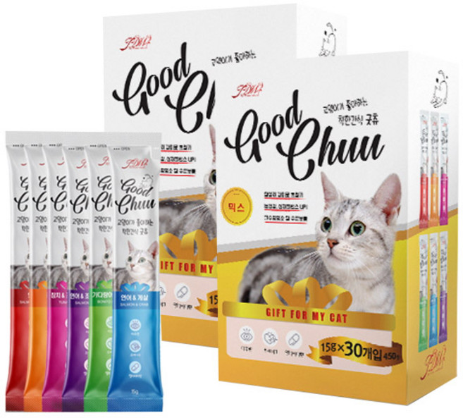 굿츄 고양이 짜먹는 고양이 간식, 60개, 15g, 믹스