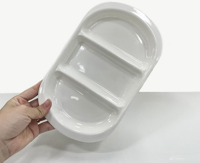 멜라민 직3절 타원나눔접시 3칸 반찬그릇 찬기 업소용, KJ직3절, 1개