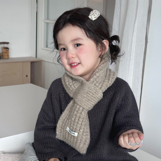 아기 유아 키즈 와플 니트 머플러 목도리