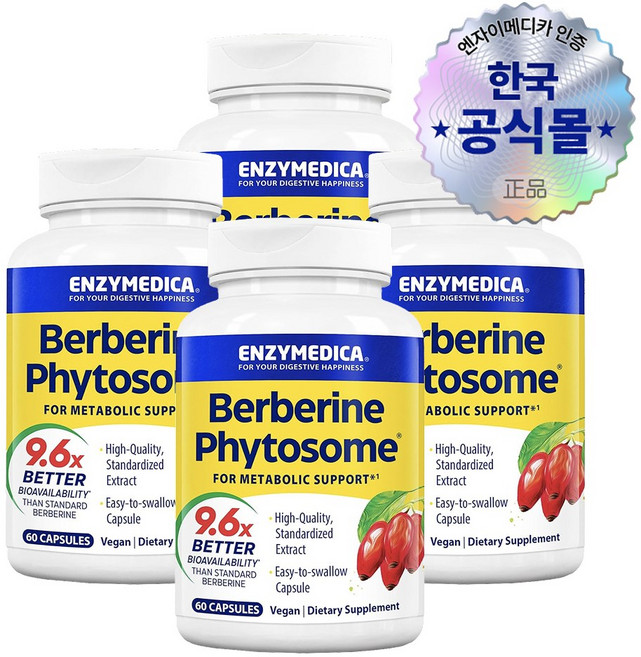 엔자이메디카 베르베린 파이토솜 60캡슐, 4개, 60정