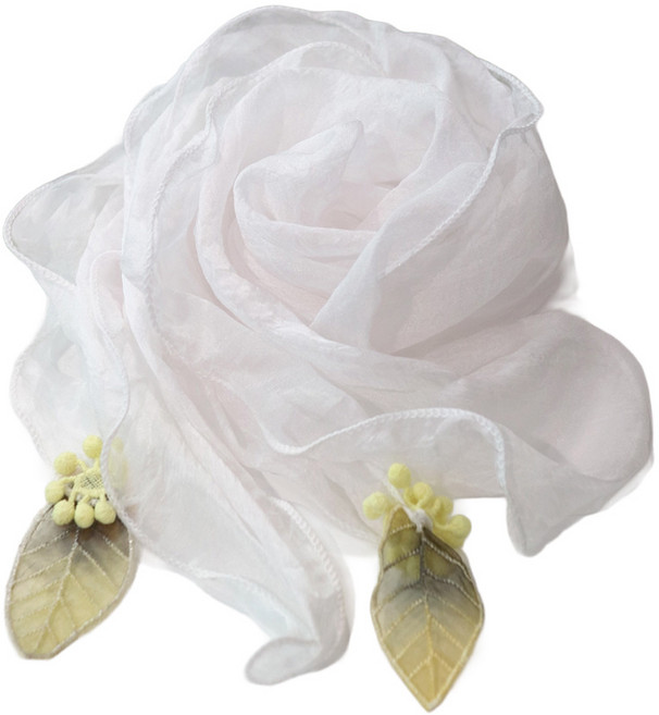 메리앤유 꽃잎 디테일 칼라풀 실키 쁘띠 스카프 국산