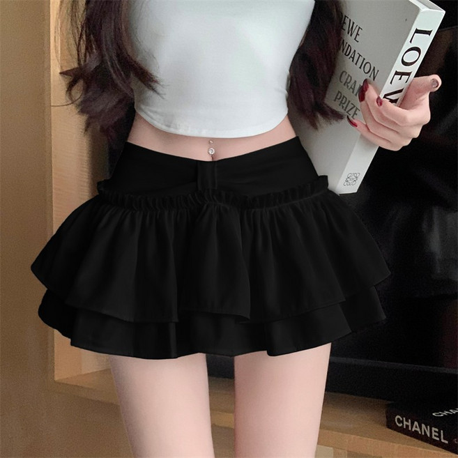 히또리 P0391 빅사이즈 리본라인 주름 미니 캉캉 속바지 스커트