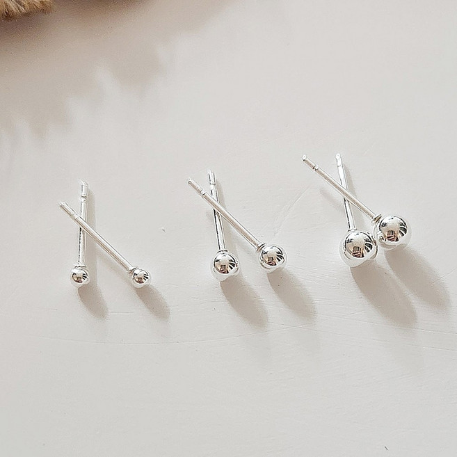 [3쌍세트][no알러지] 스터드 실버 볼 버튼 귀걸이