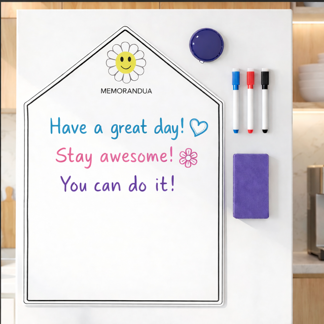 하늘움 냉장고자석형 메모보드, 1세트, 스마일플라워 블랙(메모)