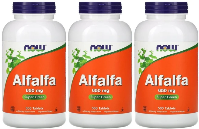 2+1 나우푸드 알팔파 650mg 500정 단백질 비타민 철 칼슘 함유 3개 - 쿠팡