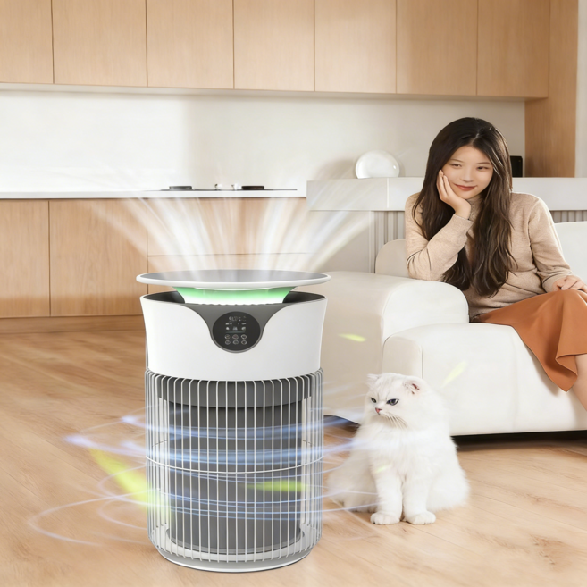 [CYLIFE] 가정용 애견전용 공기청정기 펫 냄새제거 털제거 음이온 정화 애완동물 소독기 UV살균, 화이트