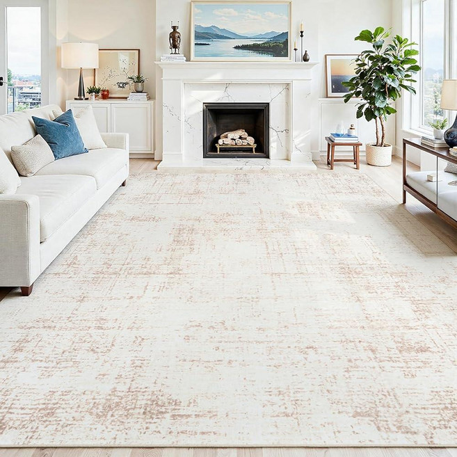 5x7 Area Rugs Washable RugAnti-Skid Abstract Modern Living Room Rug Soft Thin Carpets Indoor Floor, 베이지/화이트