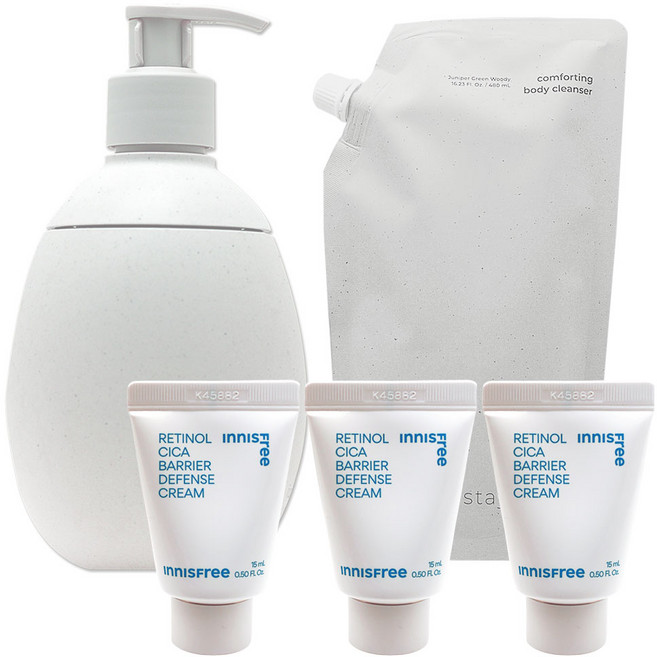 이니스프리 리스테이 컴포팅 바디 클렌저 480mL(세트)+(장벽크림10mlx3개 증정), 1개, 480ml