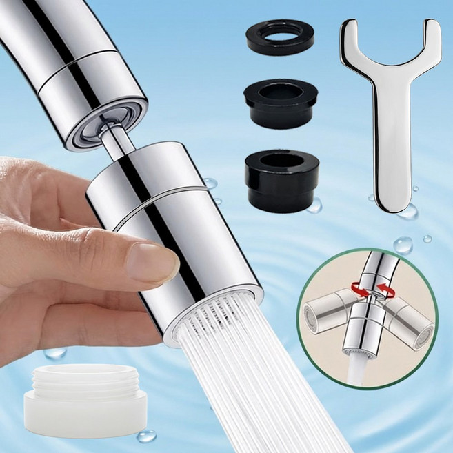 세면대 수도꼭지 헤드 회전식 튀김 방지 수도꼭지 720도 전방향 세척, 1세트