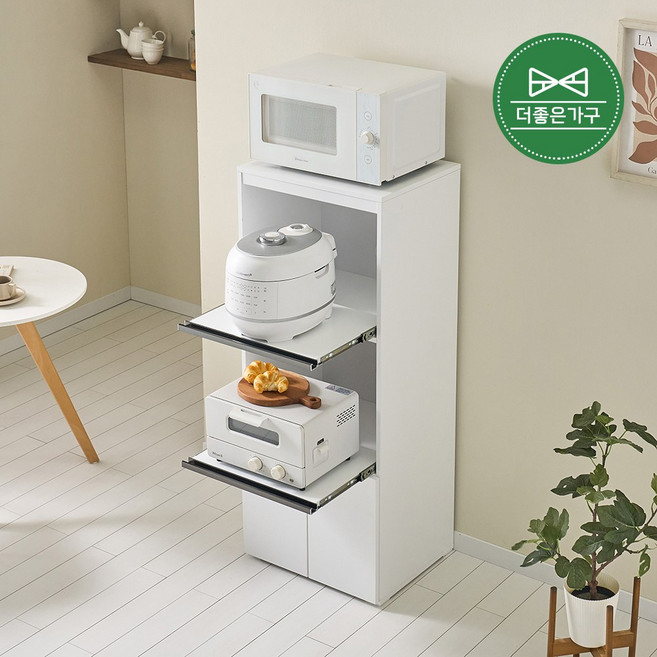 더좋은가구 주방 틈새 수납장 500 다용도 렌지대 밥솥 인출식 선반, 3단, 화이트