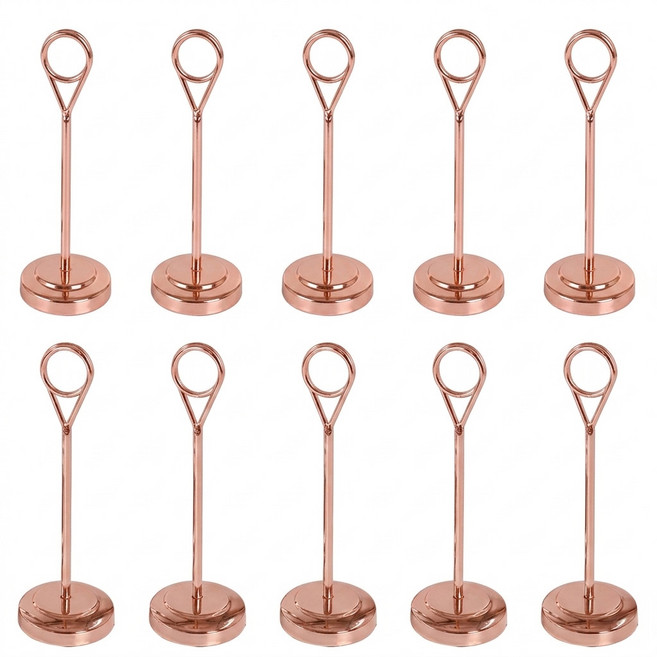 애니모어 원형 스탠드 메모꽂이 홀더 명함 가격표, 10개, 로즈골드