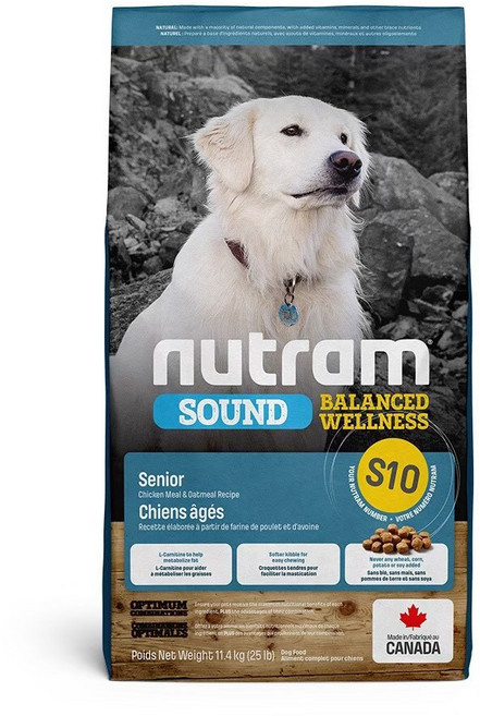 Nutram 紐頓 犬飼料 11.4kg 均衡健康 無穀全能, 1個, 紐頓 S10老犬雞肉燕麥 11.4kg