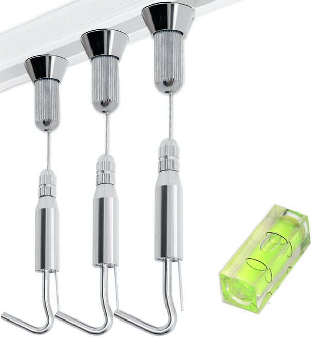 마이토우 레일 액자걸이 와이어 2M 단품 수평계 포함, 3개, 플래티넘 실버