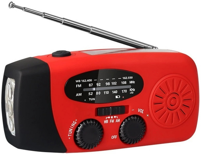 應急防災手搖收音機 太陽能收音機 老人收音機 AM/FM/WB隨身聽, 升級2000mah太陽能+手搖發電 紅色, s200