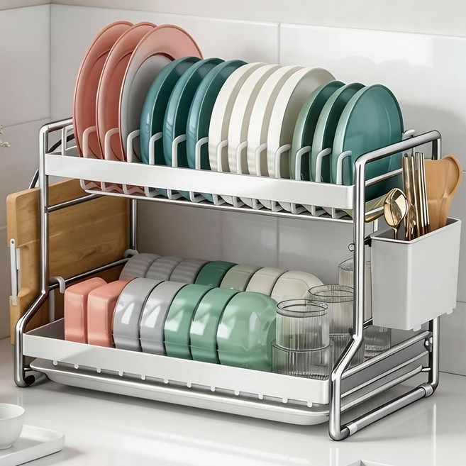 라온프리 미니 튼튼한 2단 식기건조대, 1개, 올인원