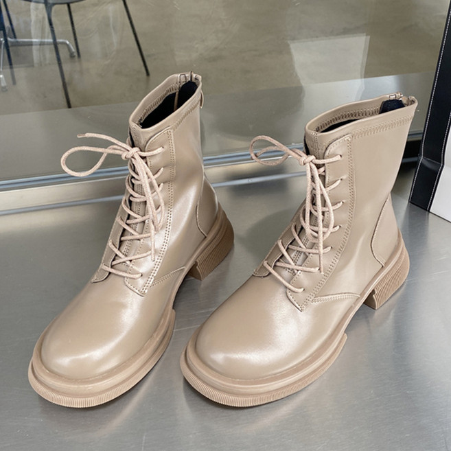 라블 여성 발편한 레이스업 숏 워커 4.5cm 굽