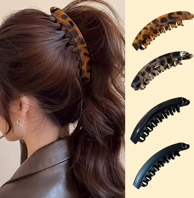 고퀄리티 레오파드 유광 무광 포니테일 바나나핀 집게핀 4p 세트