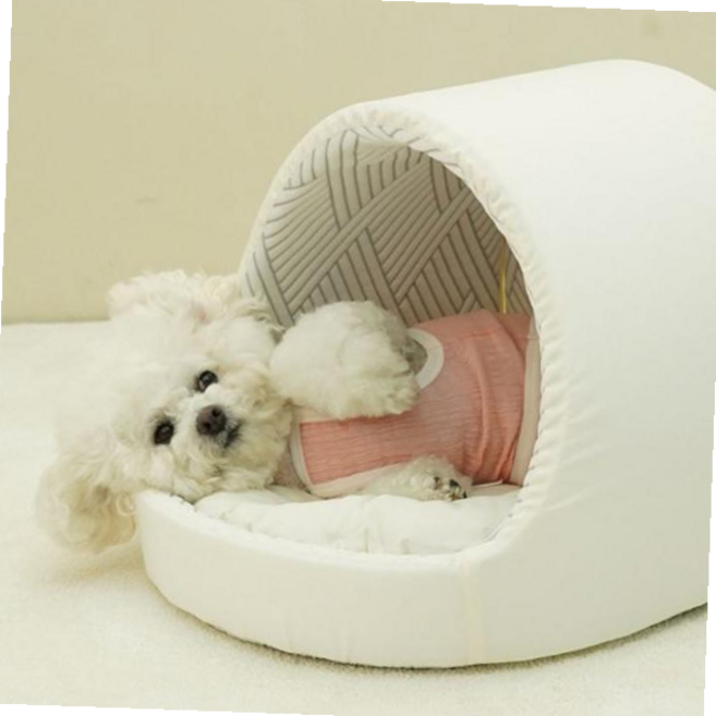 애견하우스 강아지 로라 시원한 동글이 하우스 여름 아이스 1P, 스노우아이보리