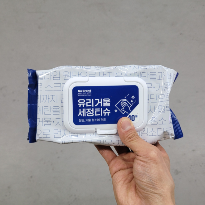 노브랜드 유리 거울 세정티슈, 1개, 40개