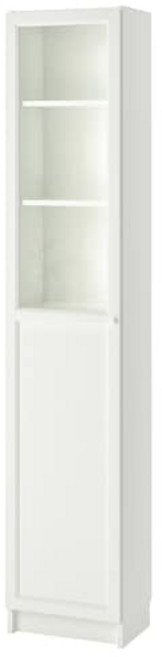 이케아 BILLY 빌리 / OXBERG 옥스베리 책장+패널/유리도어 화이트 유리 40x30x202 cm 792.874.19, 화이트/유리