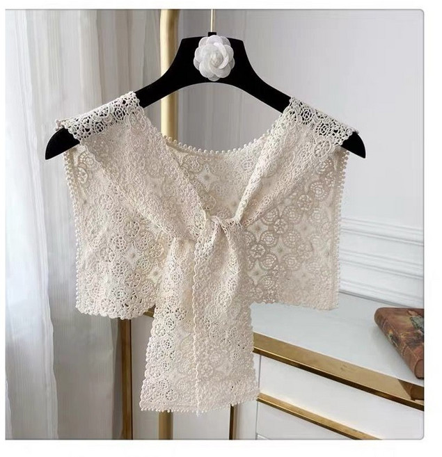 여성 어깨 숄 레이스 손뜨개 케이프 머플러 페이크 숄