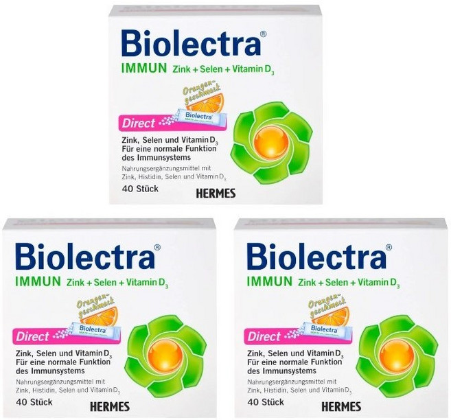 독일 Hermes IMMUN 헤어메스 바이오렉트라 아연 셀레늄 다이렉트 40포 x 3개, 48g