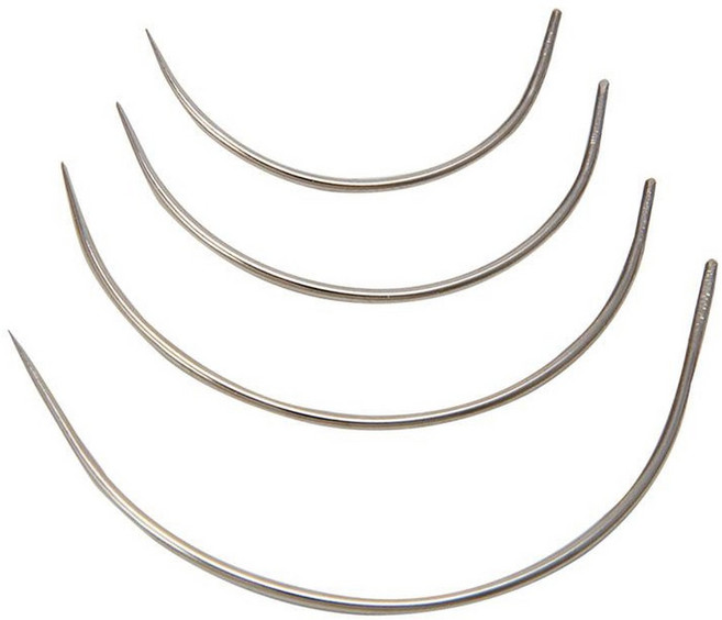 곡선 바늘 4개 액세서리 차단 가발 키트 뜨개질 용품 제작, Silver