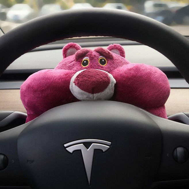 테슬라모니터인형 귀여운 차량용 장식, 1개, 딸기 곰