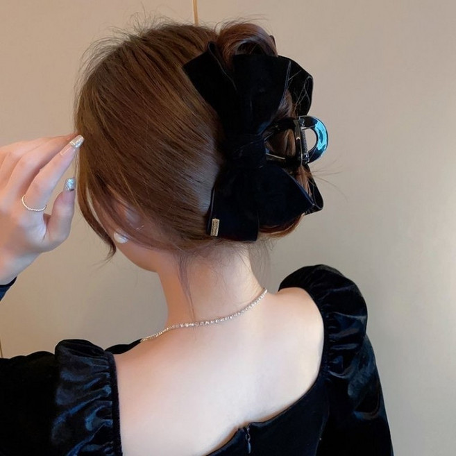 [사러왕]벨벳 리본 올림머리집게핀 벨벳리본 헤어핀 리본집게핀 크리스마스 파티 악세사리 리본삔