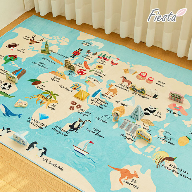 피에스타 키즈룸 러그 세계지도