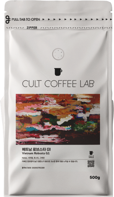 컬트커피랩 진한 바디 쌉쌀한 다크 로브스타 G1 싱글오리진 커피원두, 1개, 500g, 홀빈(분쇄안함)