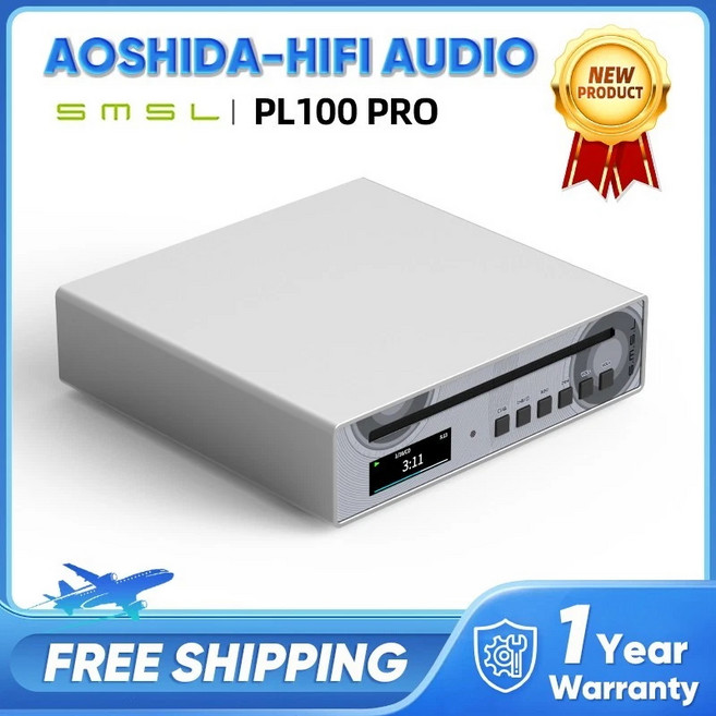 SMSL PL100PRO 오디오 CD 플레이어 2 x CS43131 디코더 광동축 3.5/4.4mm 헤드폰 출력 지원 무손실 MQA 재생, Black