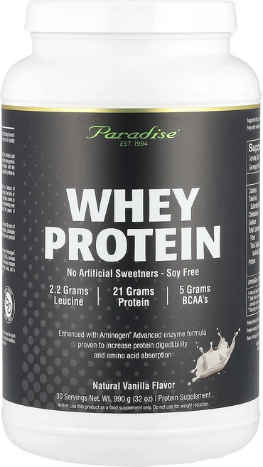 Paradise Herbs 유청 단백질 천연 바닐라 990g(32oz), ParadiseHerbs유청단백질천연바닐라990g32o, 990g, 1개 - 쿠팡