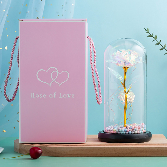 Clybo 영생화 유리커버 장미꽃 발렌타인데이 선물 장미 유리 커버