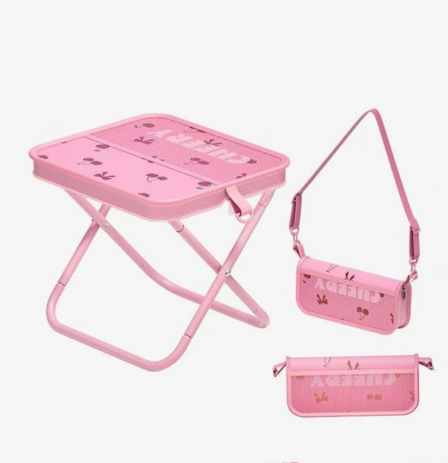러블리 캠핑 접이식 스툴, 1개, 핑크