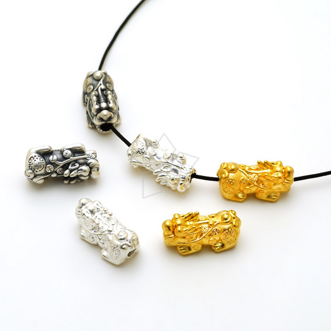 [엔비즈] 실버925 미니 비휴 통과형 비드 참 14x6mm 재물운 행운 포인트 은 비즈 재료