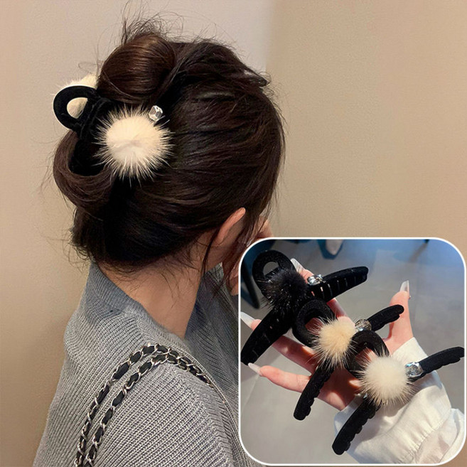 ZMBIRD 3종세트 털집게핀 블링 큐빅 털공 올림머리 N1933